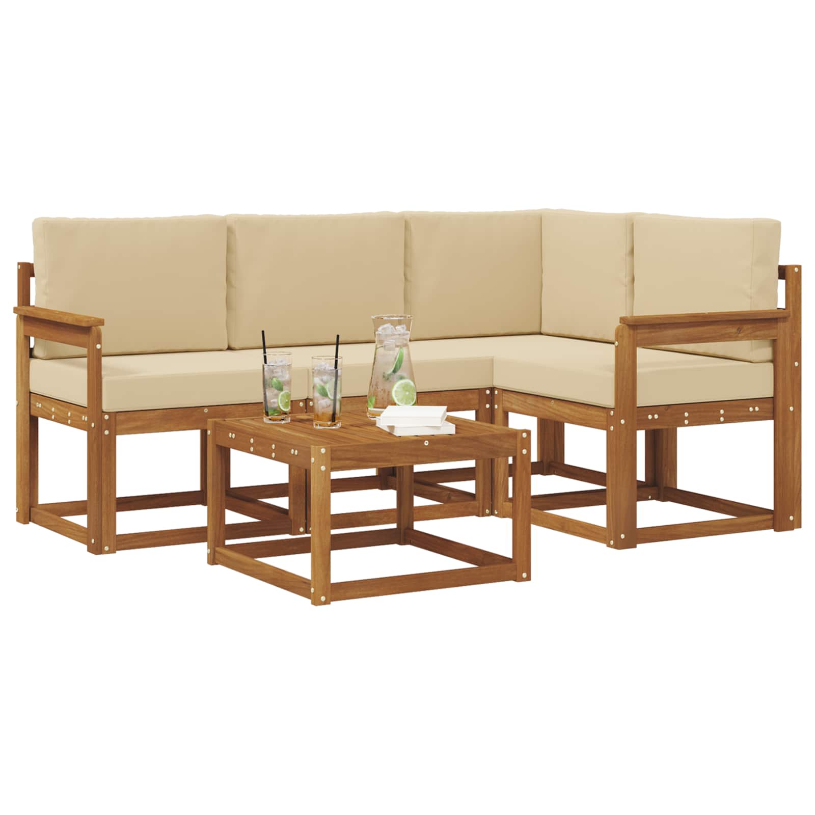 Set vanjskih sofa s jastukom 5 pcs Prirodna i bež