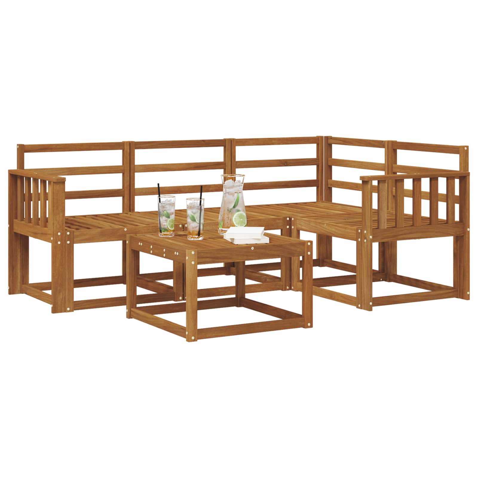 Set vanjskih sofa 5 pcs Prirodna Čvrsto drvo akacije