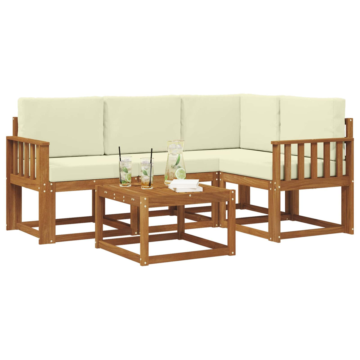 Set vanjskih sofa 5 kom. Prirodna i krem