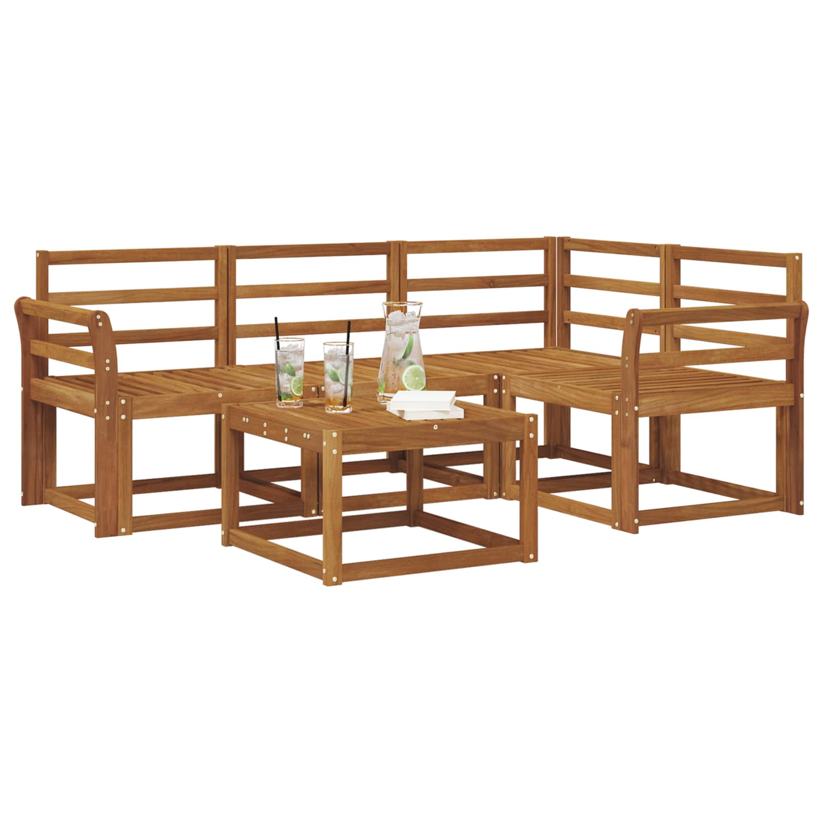 Set vanjskih sofa 5 pcs Prirodna Čvrsto drvo akacije
