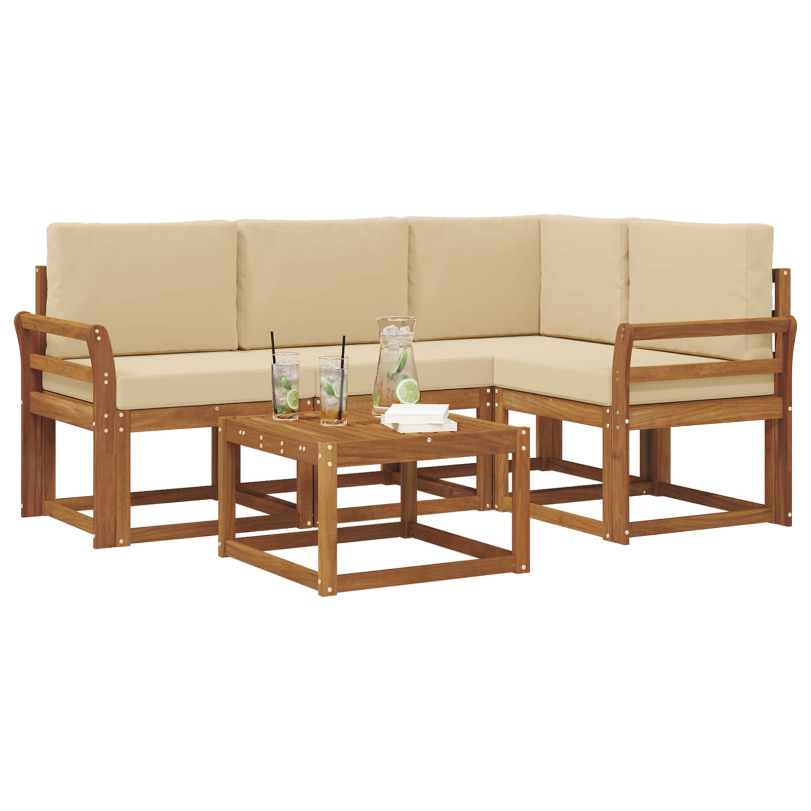 Set vanjskih sofa s jastukom 5 pcs Prirodna i bež