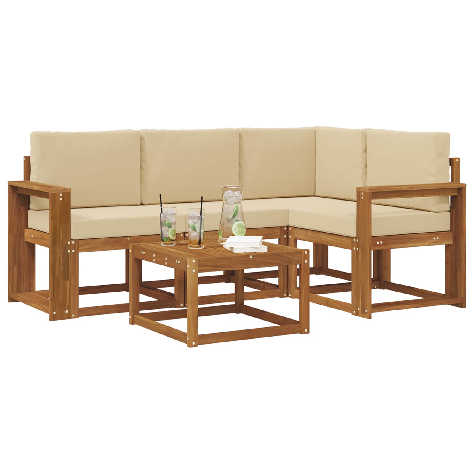 Set vanjskih sofa s jastukom 5 pcs Prirodna i bež