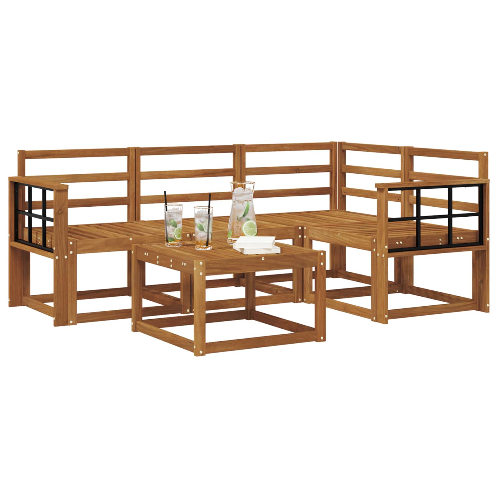 Set vanjskih sofa 5 pcs Prirodna Čvrsto drvo akacije