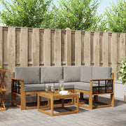 Set vanjskih sofa 5 kom. Prirodna i svjetlosiva