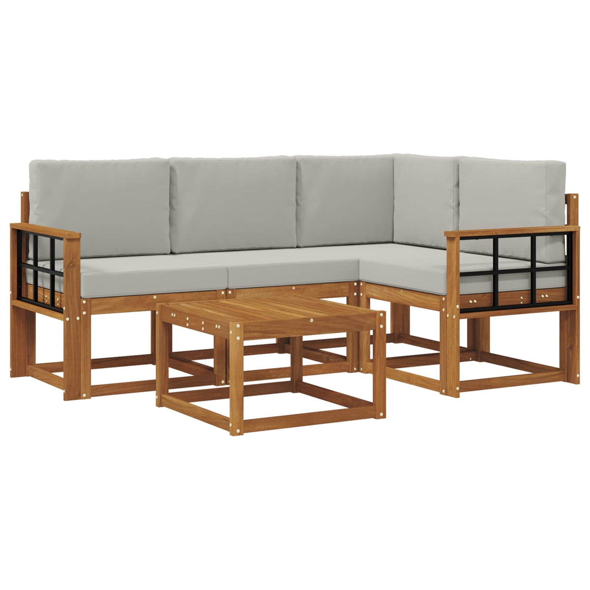 Set vanjskih sofa 5 kom. Prirodna i svjetlosiva
