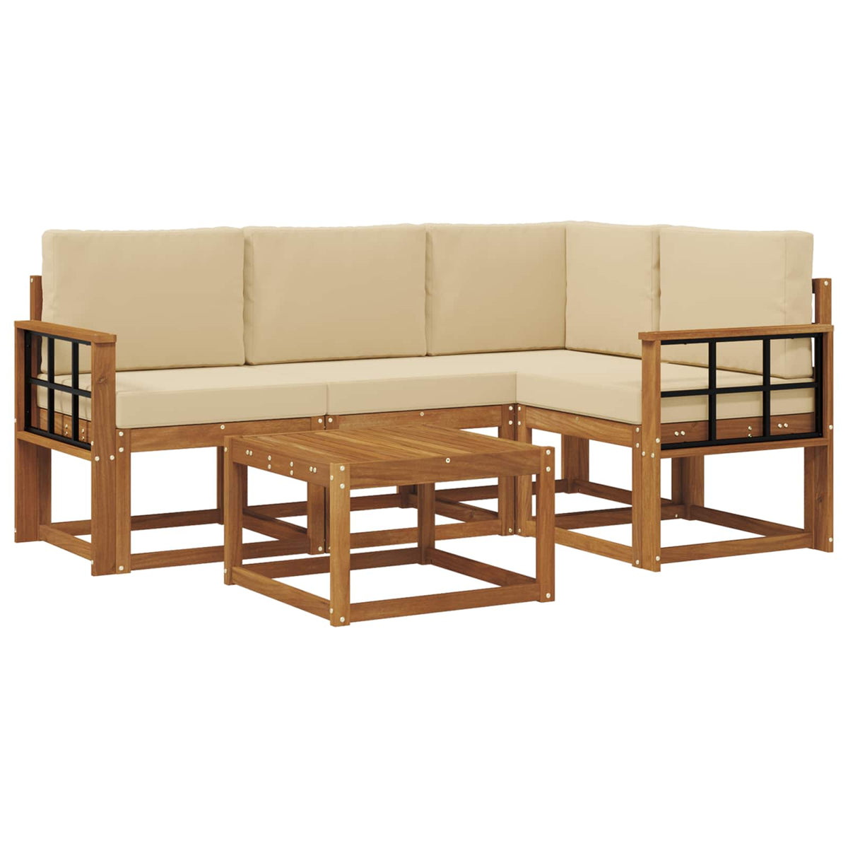Set vanjskih sofa 5 kom. Prirodna i bež