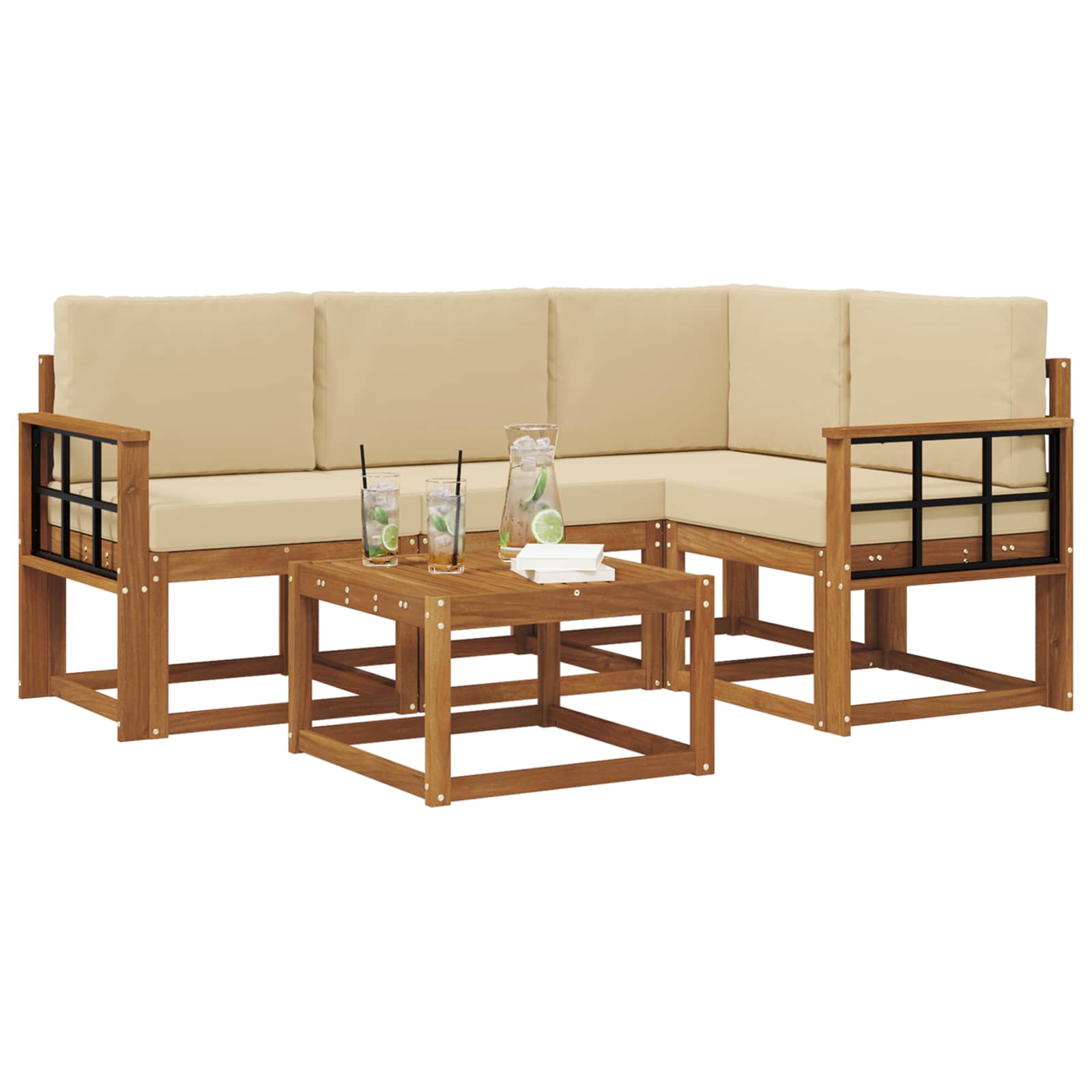 Set vanjskih sofa s jastukom 5 pcs Prirodna i bež