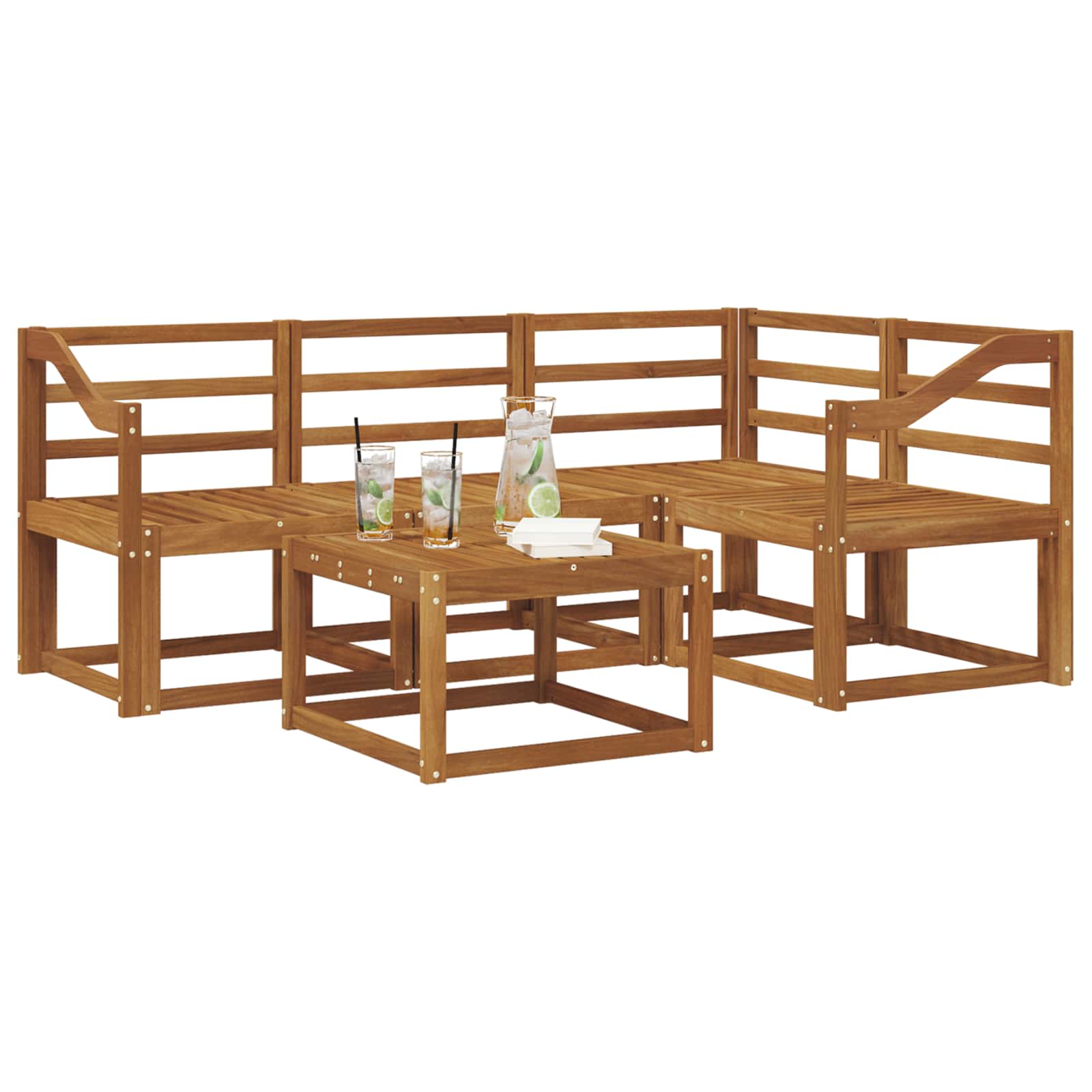 Set vanjskih sofa 5 pcs Prirodna Čvrsto drvo akacije
