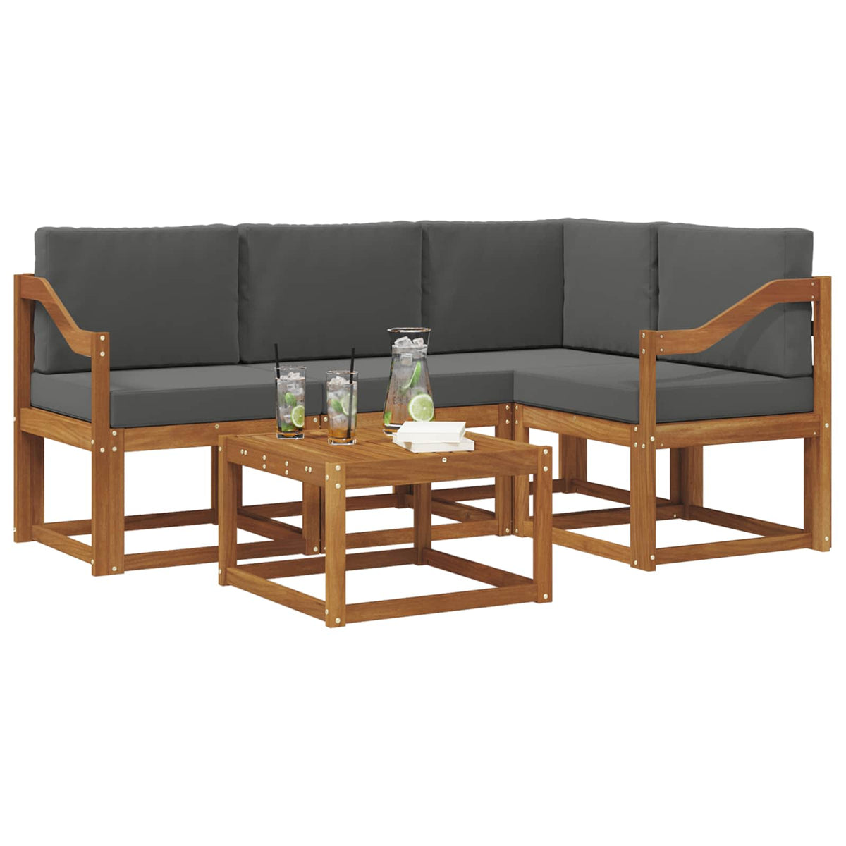 Set vanjskih sofa 5 kom. Prirodna i antracit