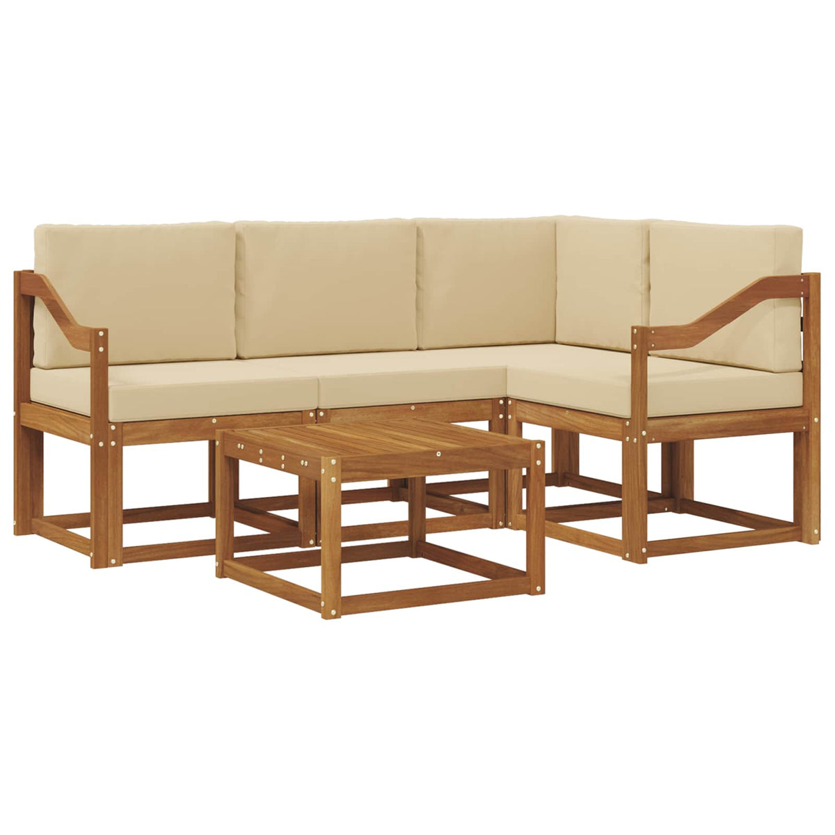 Set vanjskih sofa s jastukom 5 pcs Prirodna i bež