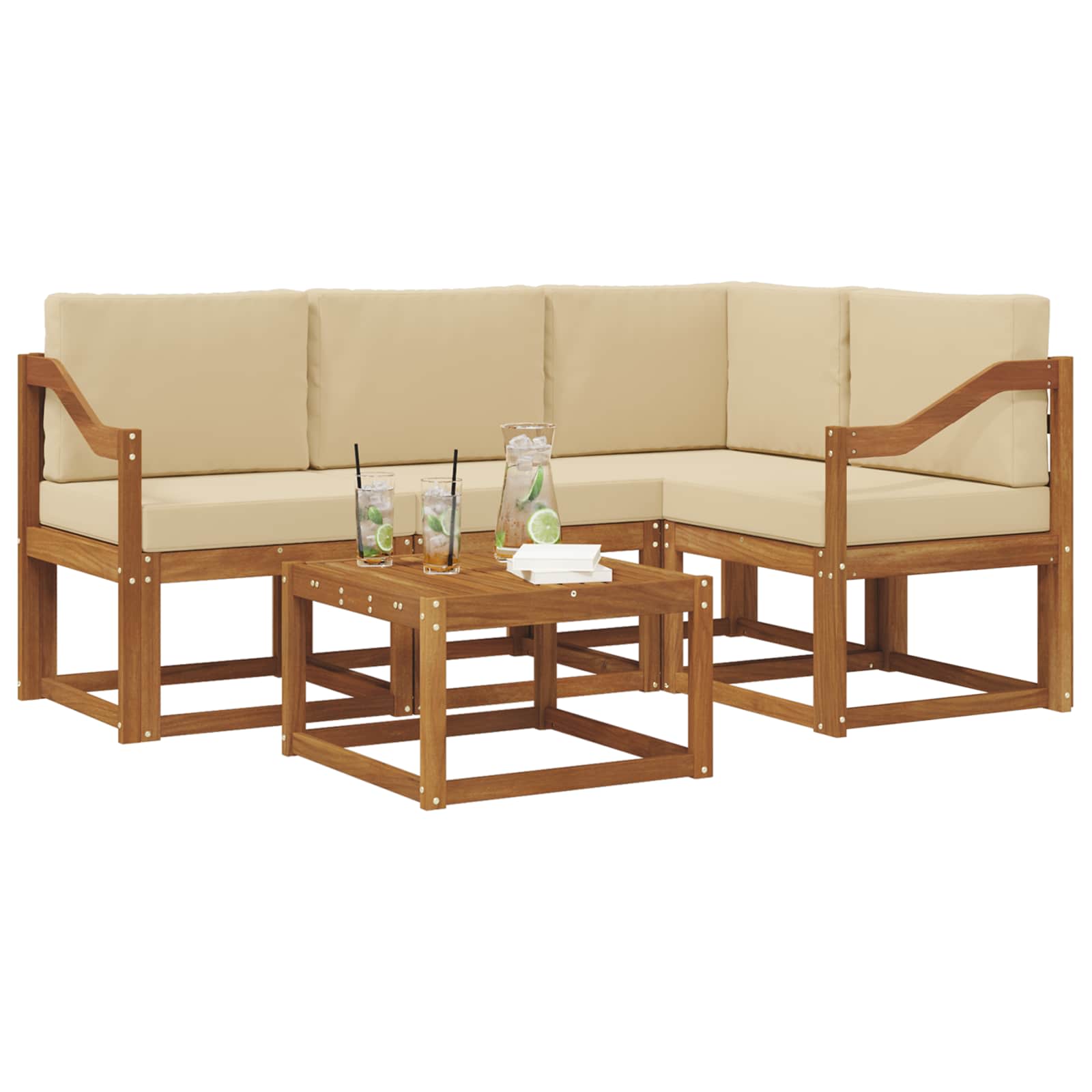 Set vanjskih sofa s jastukom 5 pcs Prirodna i bež