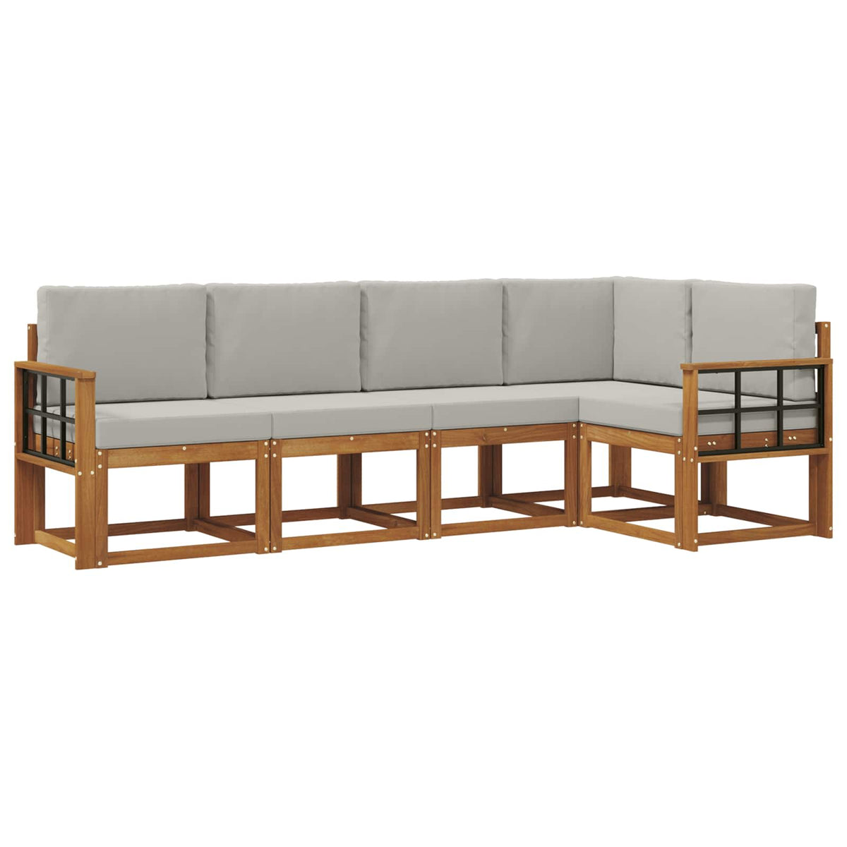 Set vanjskih sofa 5 kom. Prirodna i svijetlo siva