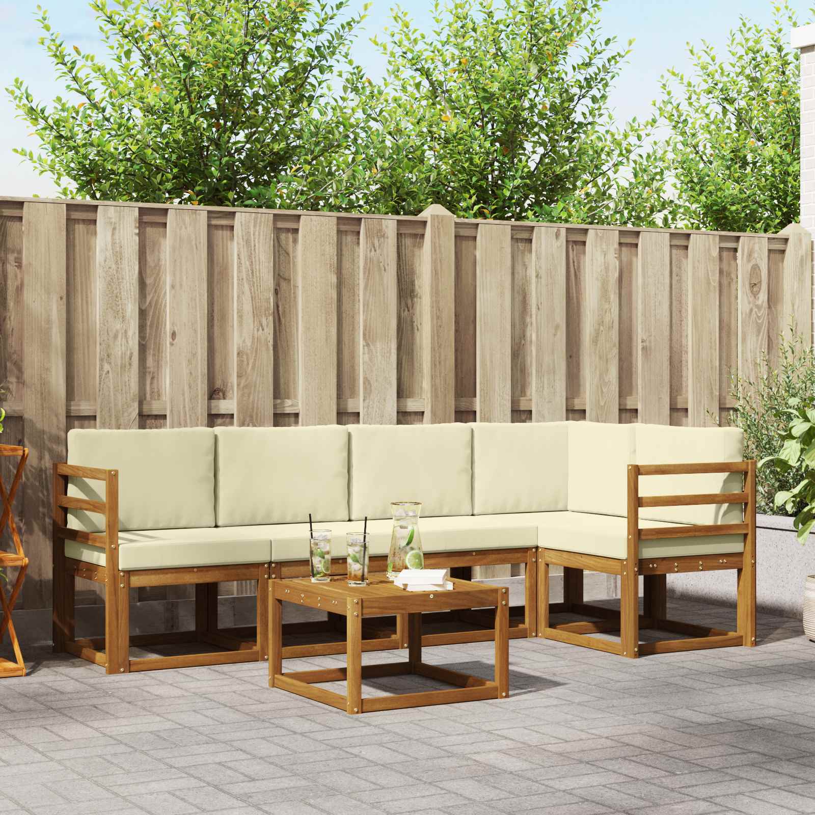 Set vanjskih sofa 6 kom. Prirodna i krem
