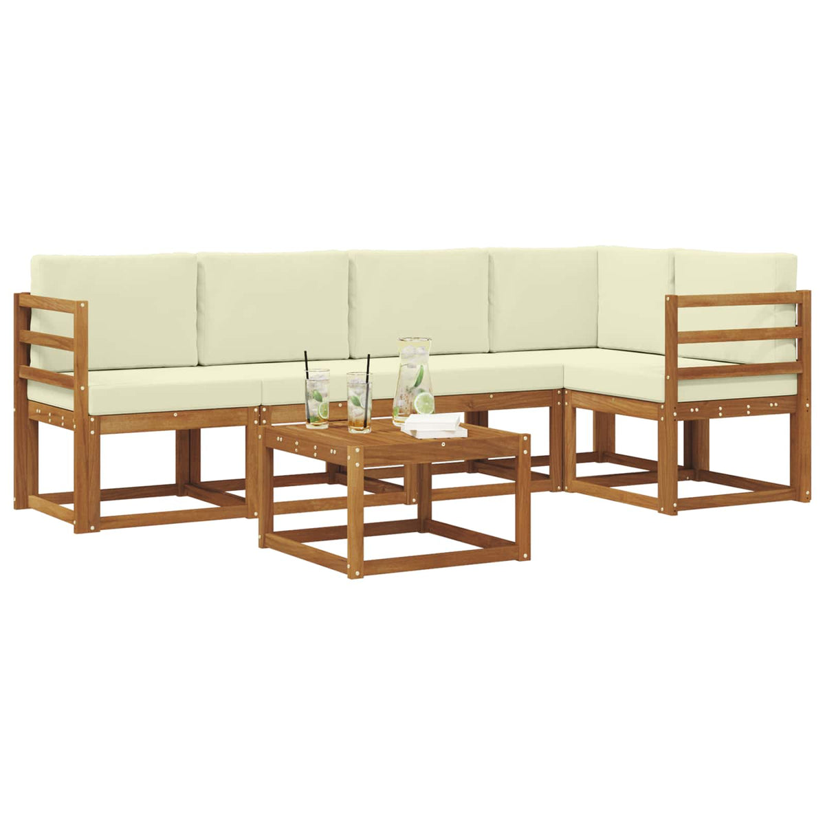 Set vanjskih sofa 6 kom. Prirodna i krem