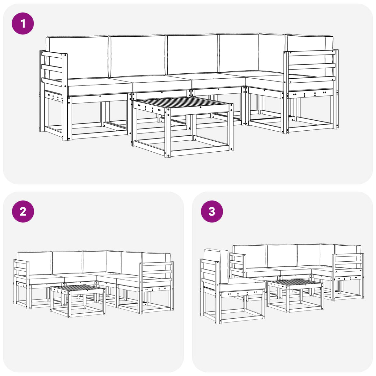 Set vanjskih sofa 6 kom. Prirodna i krem
