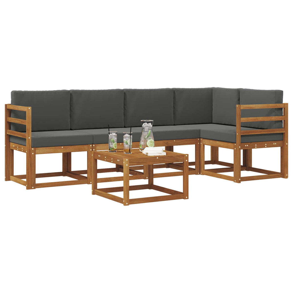 Set vanjskih sofa 6 kom. Prirodna i antracit