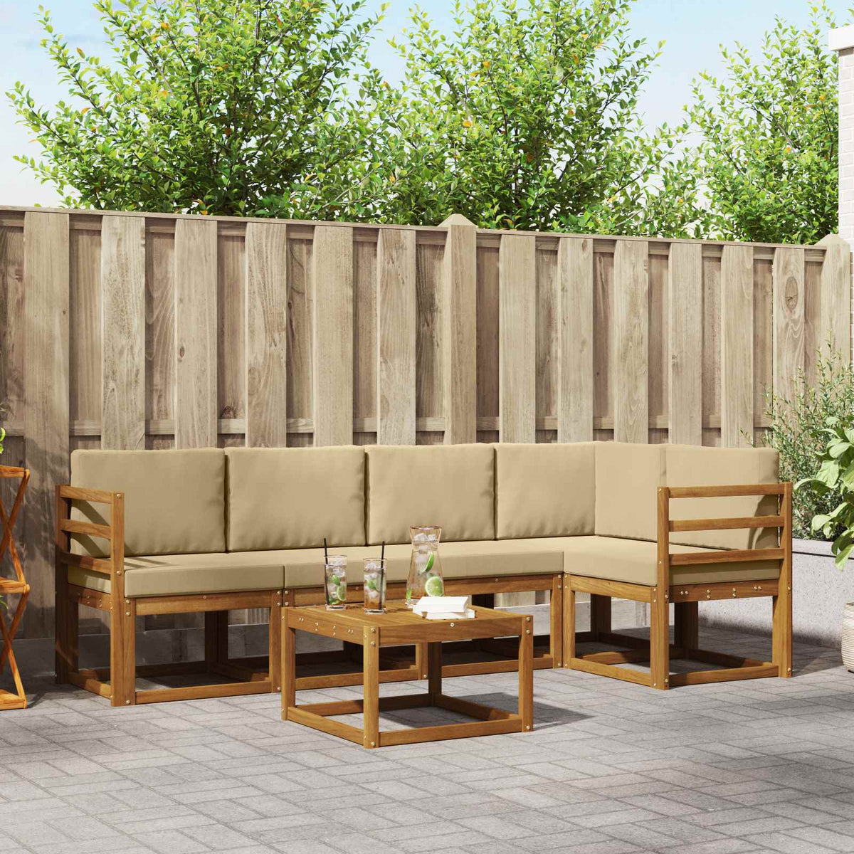 Set vanjskih sofa 6 kom. Prirodna i bež