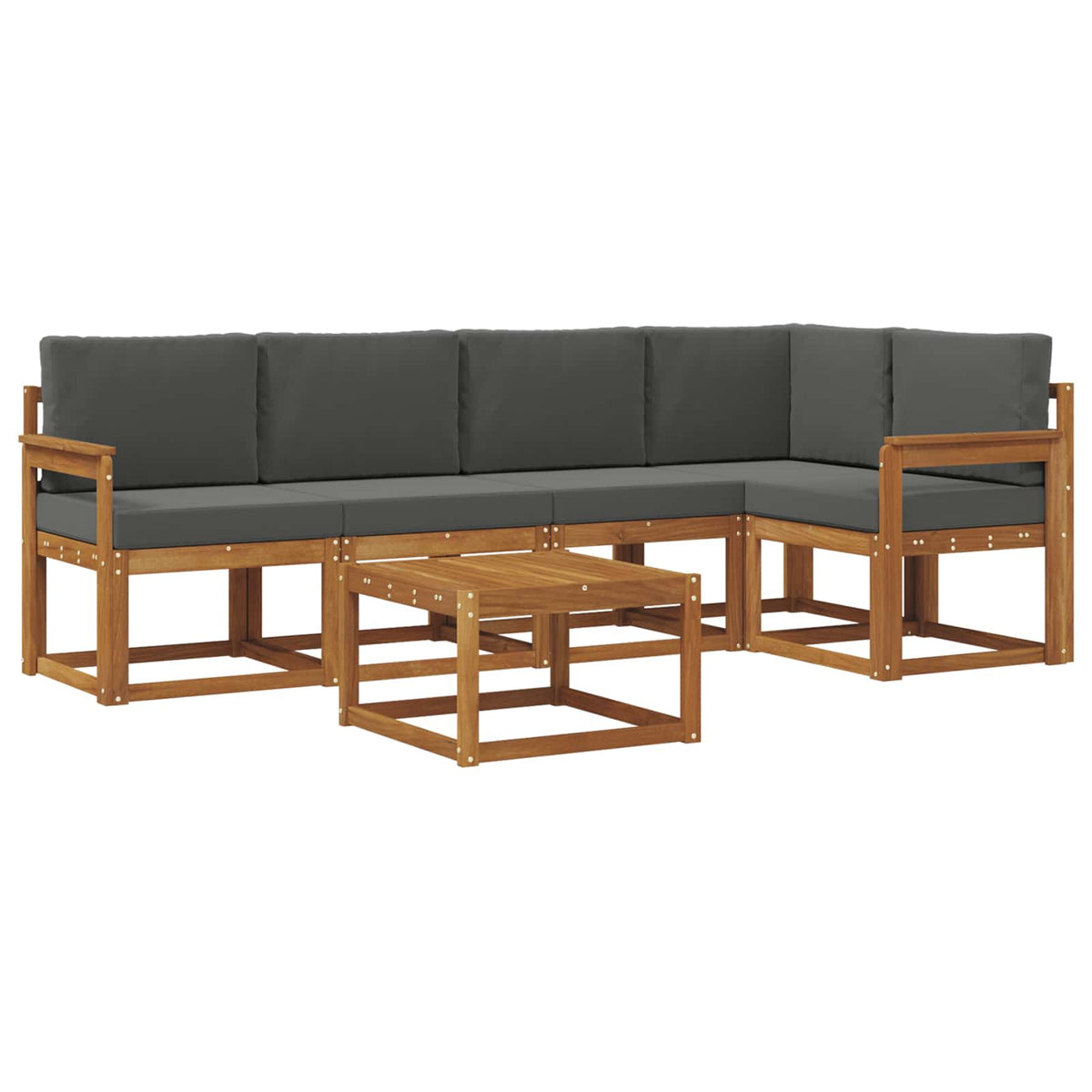 Set vanjskih sofa 6 kom. Prirodna i antracit
