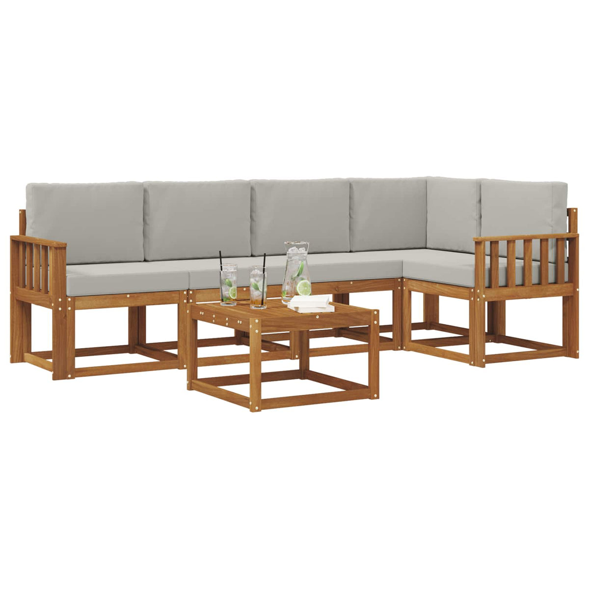 Set vanjskih sofa 6 kom. Prirodna i svijetlo siva