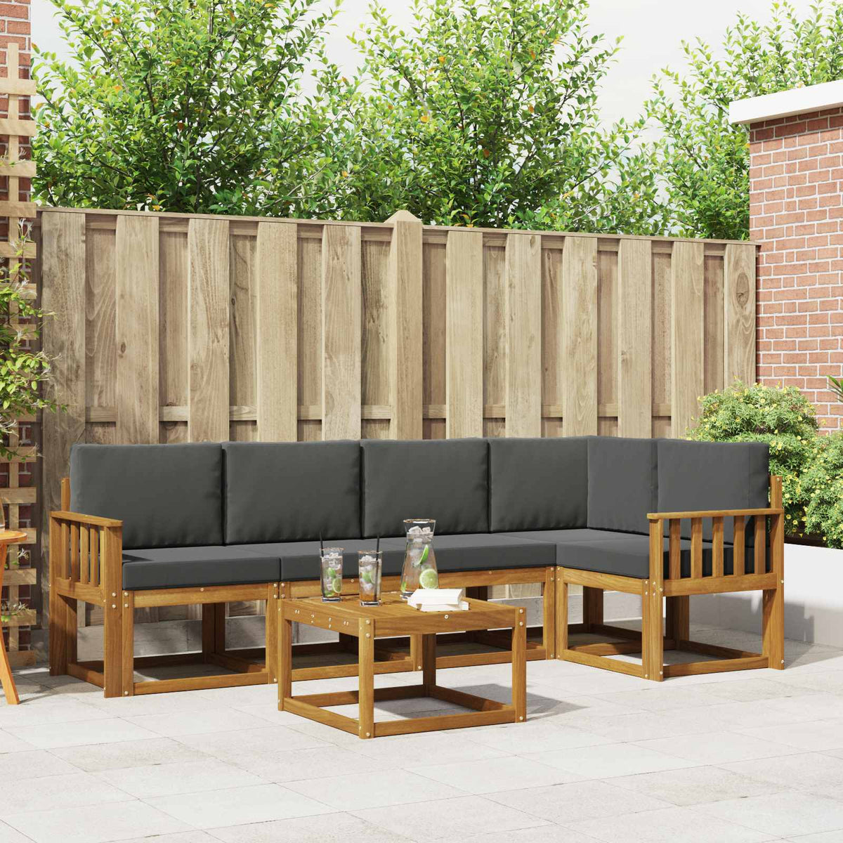 Set vanjskih sofa 6 kom. Prirodna i antracit