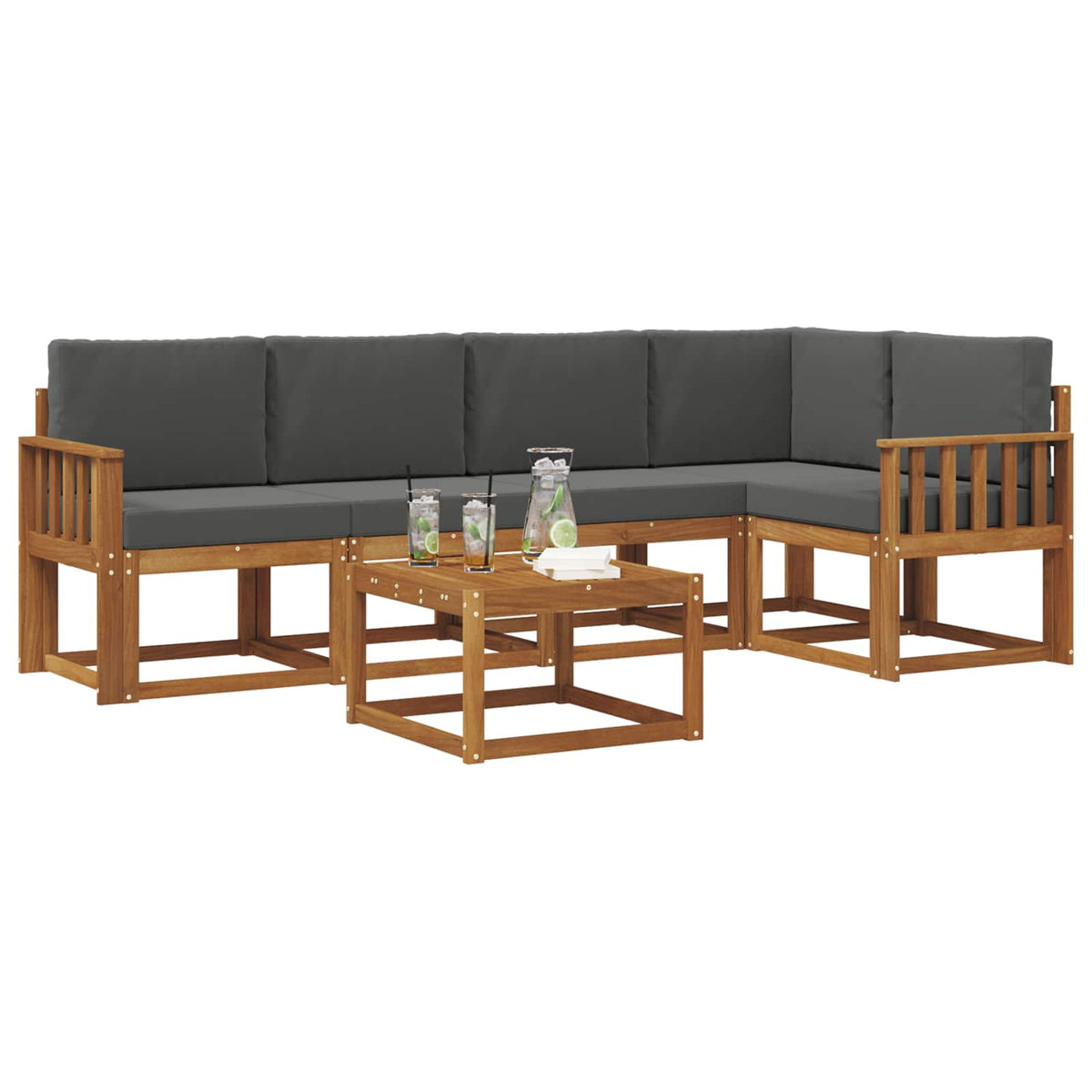 Set vanjskih sofa 6 kom. Prirodna i antracit