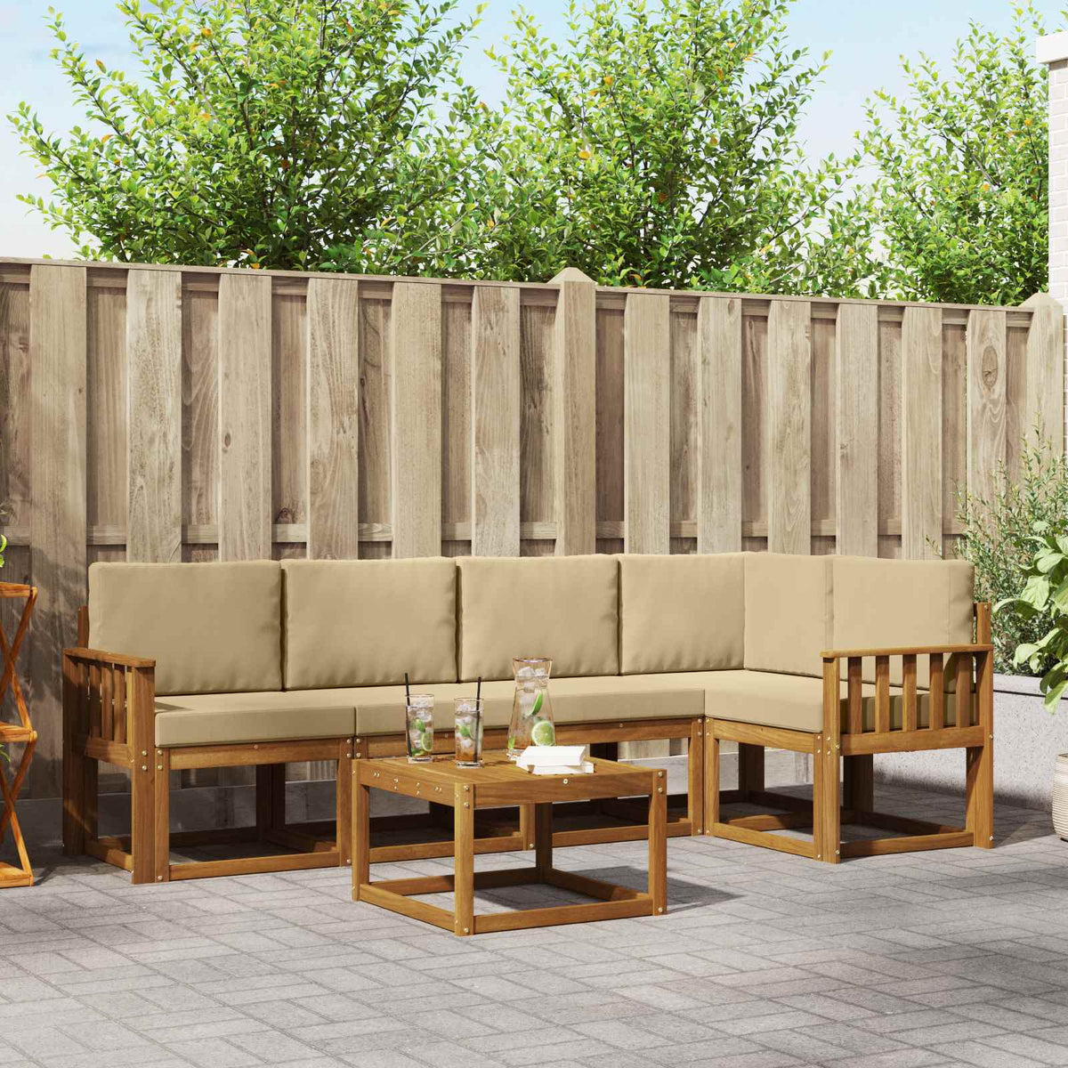 Set vanjskih sofa 6 kom. Prirodna i bež