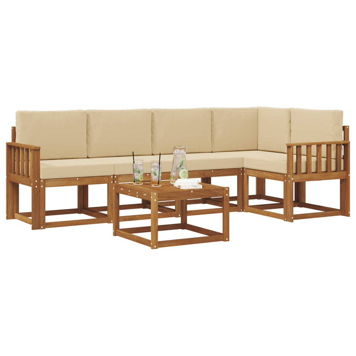 Set vanjskih sofa 6 kom. Prirodna i bež
