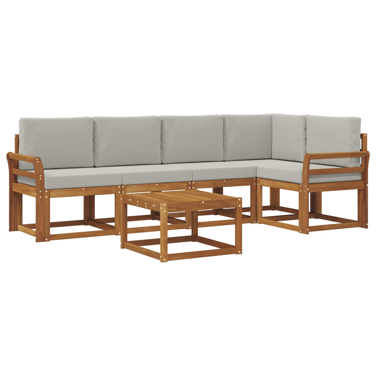 Set vanjskih sofa 6 kom. Prirodna i svijetlo siva