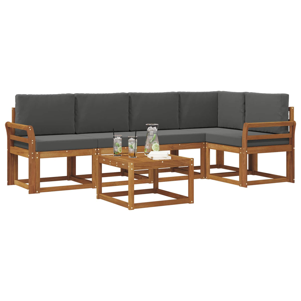 Set vanjskih sofa 6 kom. Prirodna i antracit