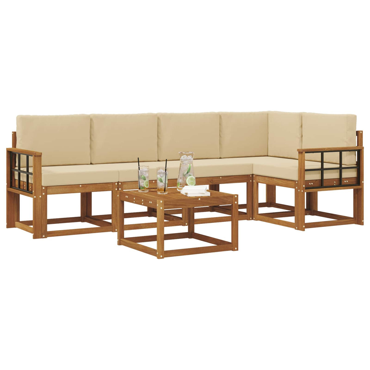 Set vanjskih sofa 6 kom. Prirodna i bež