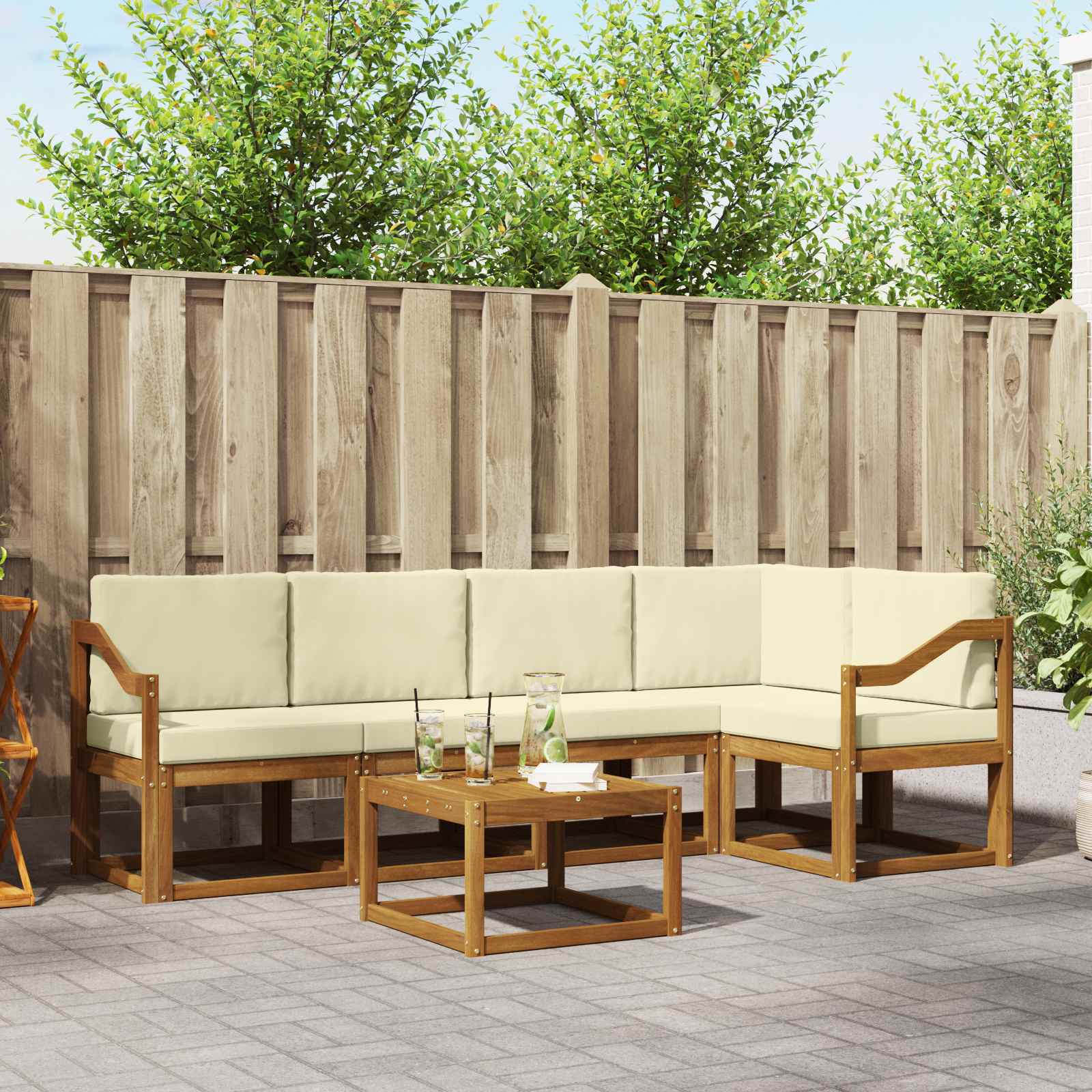 Set vanjskih sofa 6 kom. Prirodna i krem