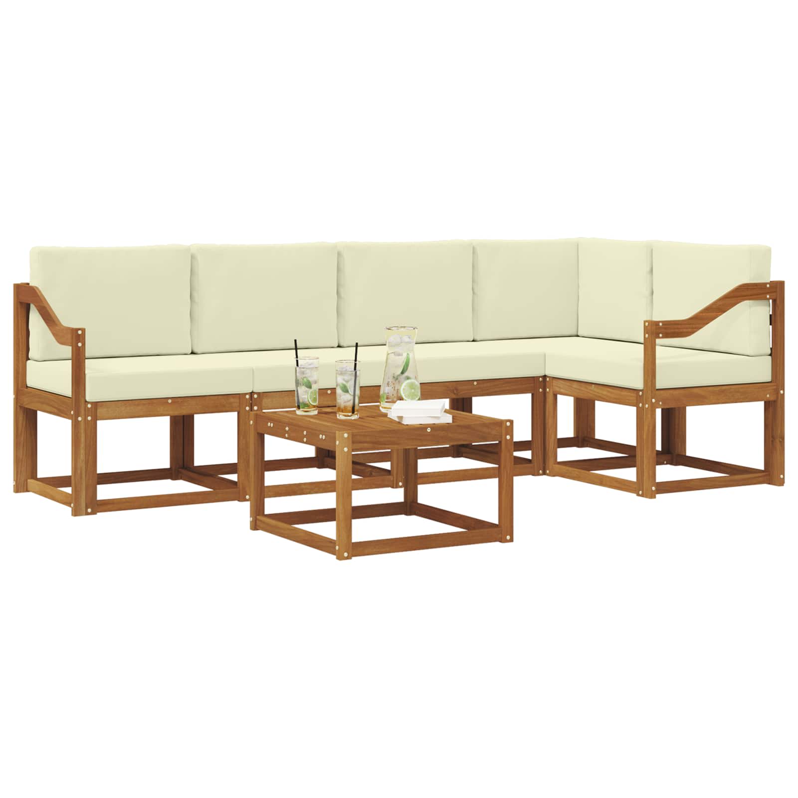 Set vanjskih sofa 6 kom. Prirodna i krem
