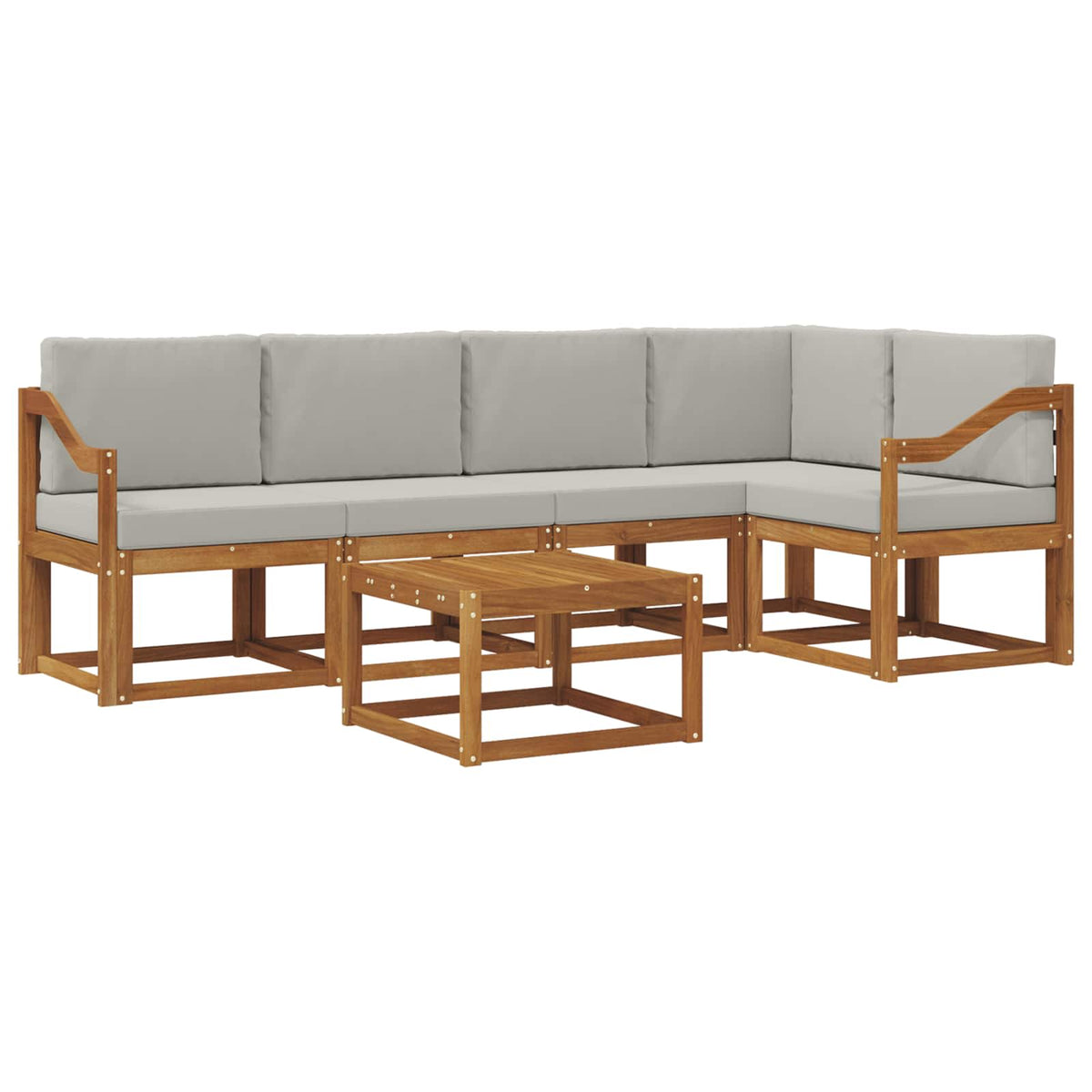 Set vanjskih sofa 6 kom. Prirodna i svijetlo siva