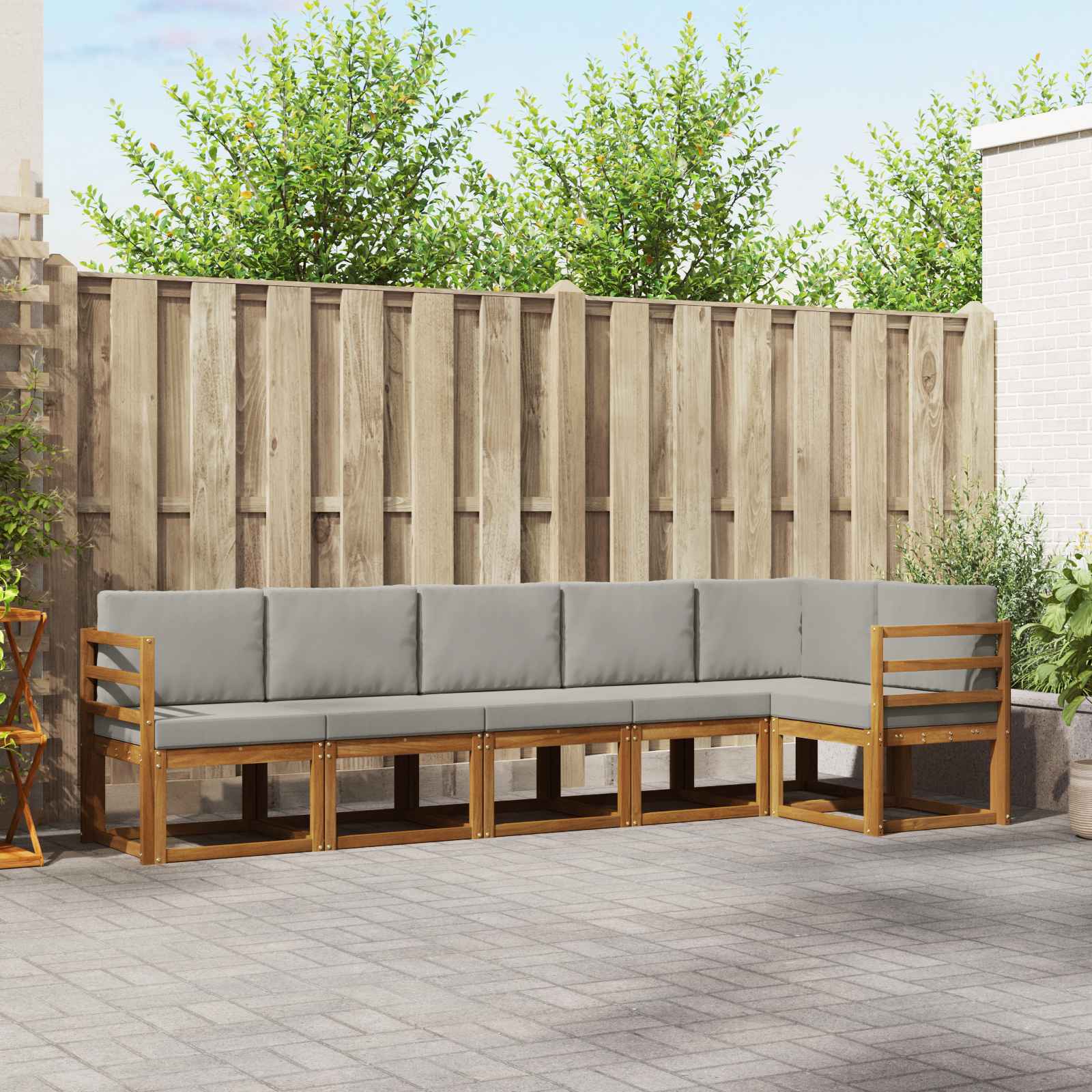 Set vanjskih sofa 6 kom. Prirodna i svjetlosiva
