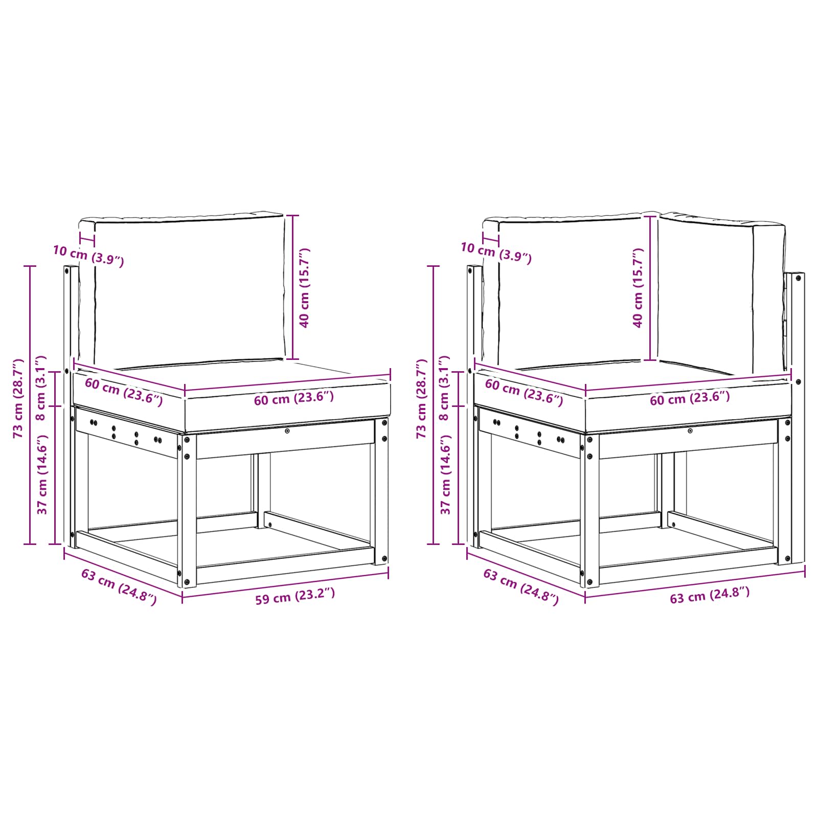 Set vanjskih sofa 6 kom. Prirodna i bež