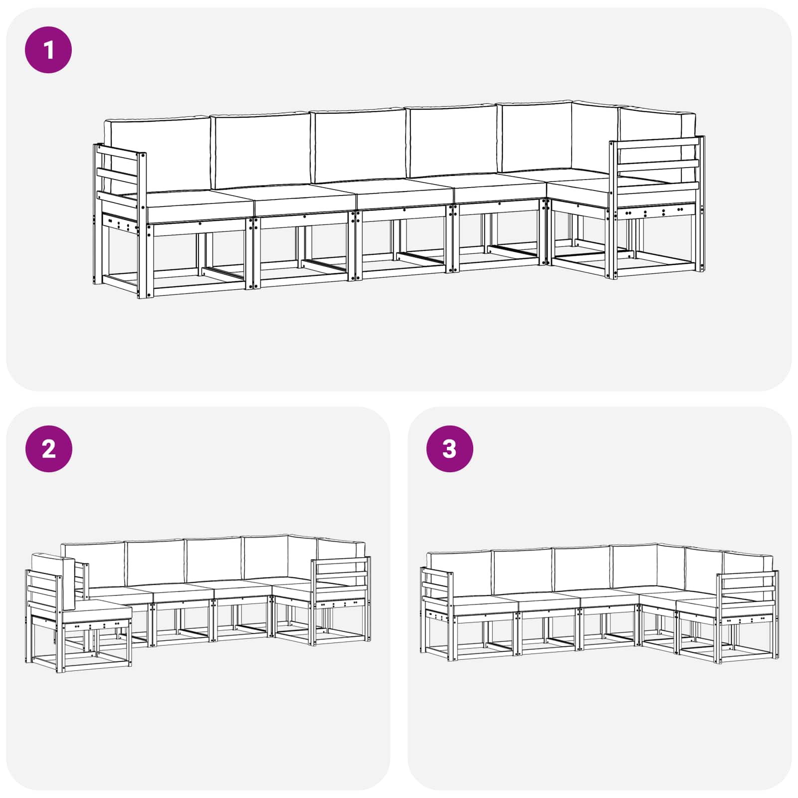 Set vanjskih sofa 6 kom. Prirodna i bež