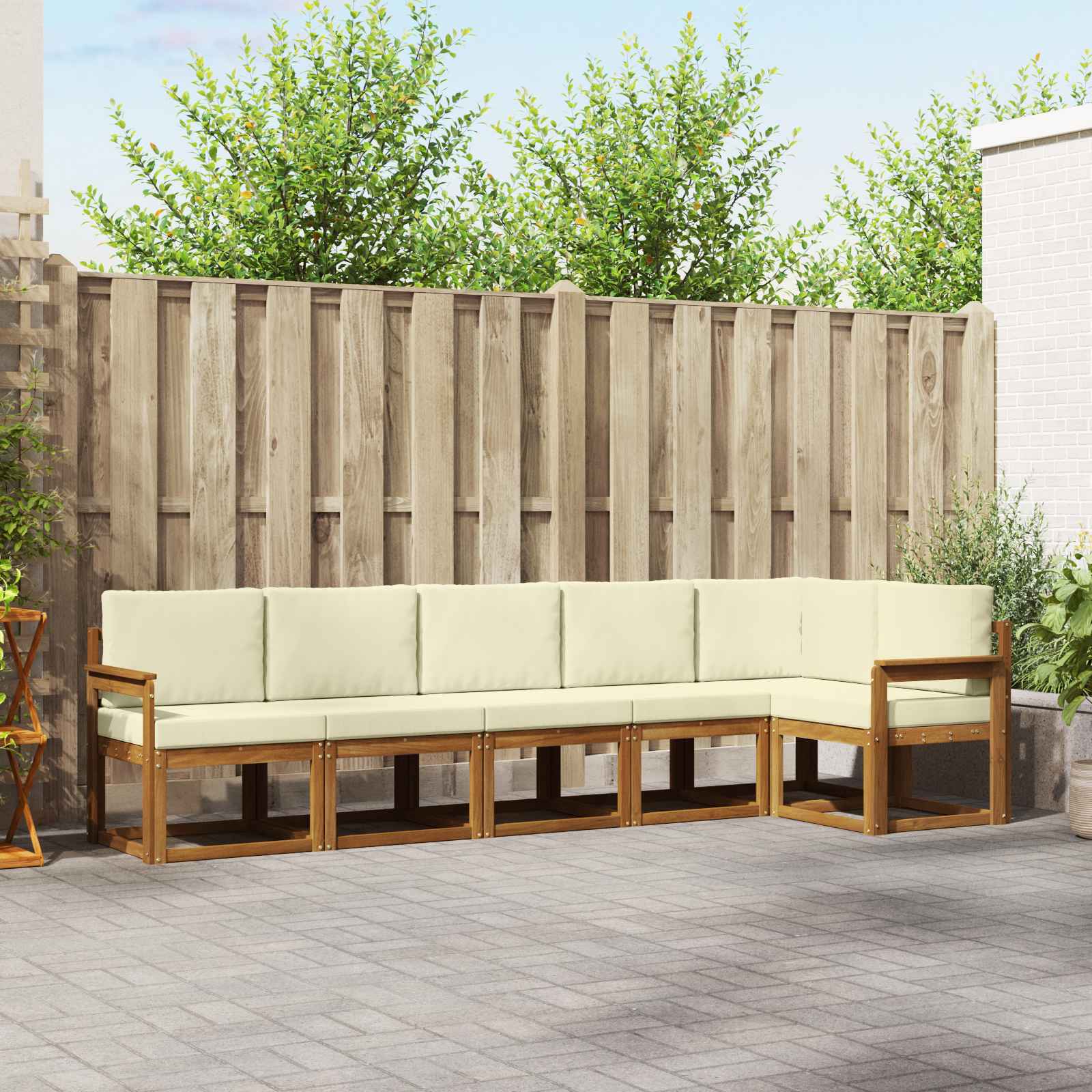 Set vanjskih sofa 6 kom. Prirodna i krem