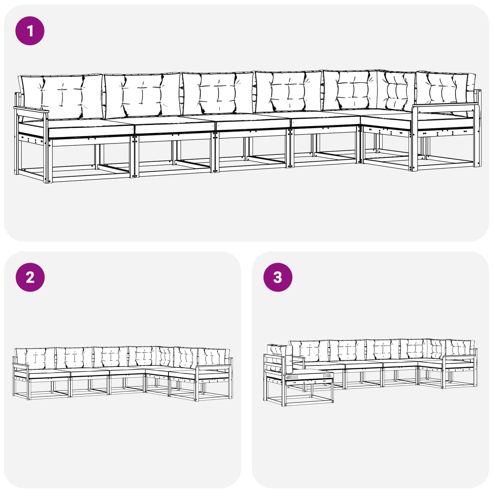 Set vanjskih sofa 6 kom. Prirodna i krem