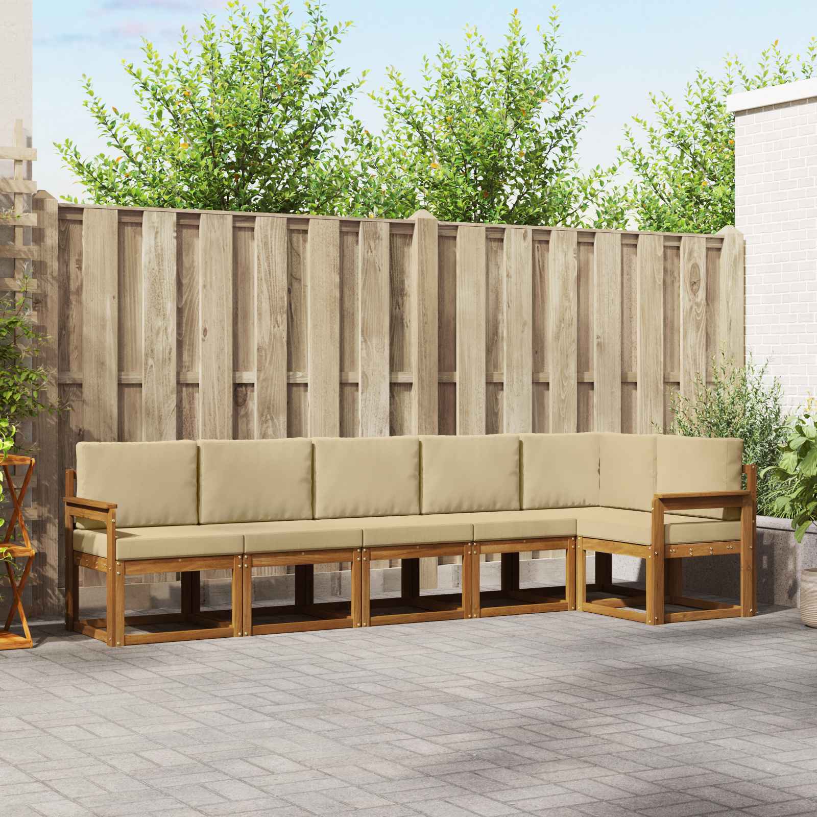 Set vanjskih sofa 6 kom. Prirodna i bež