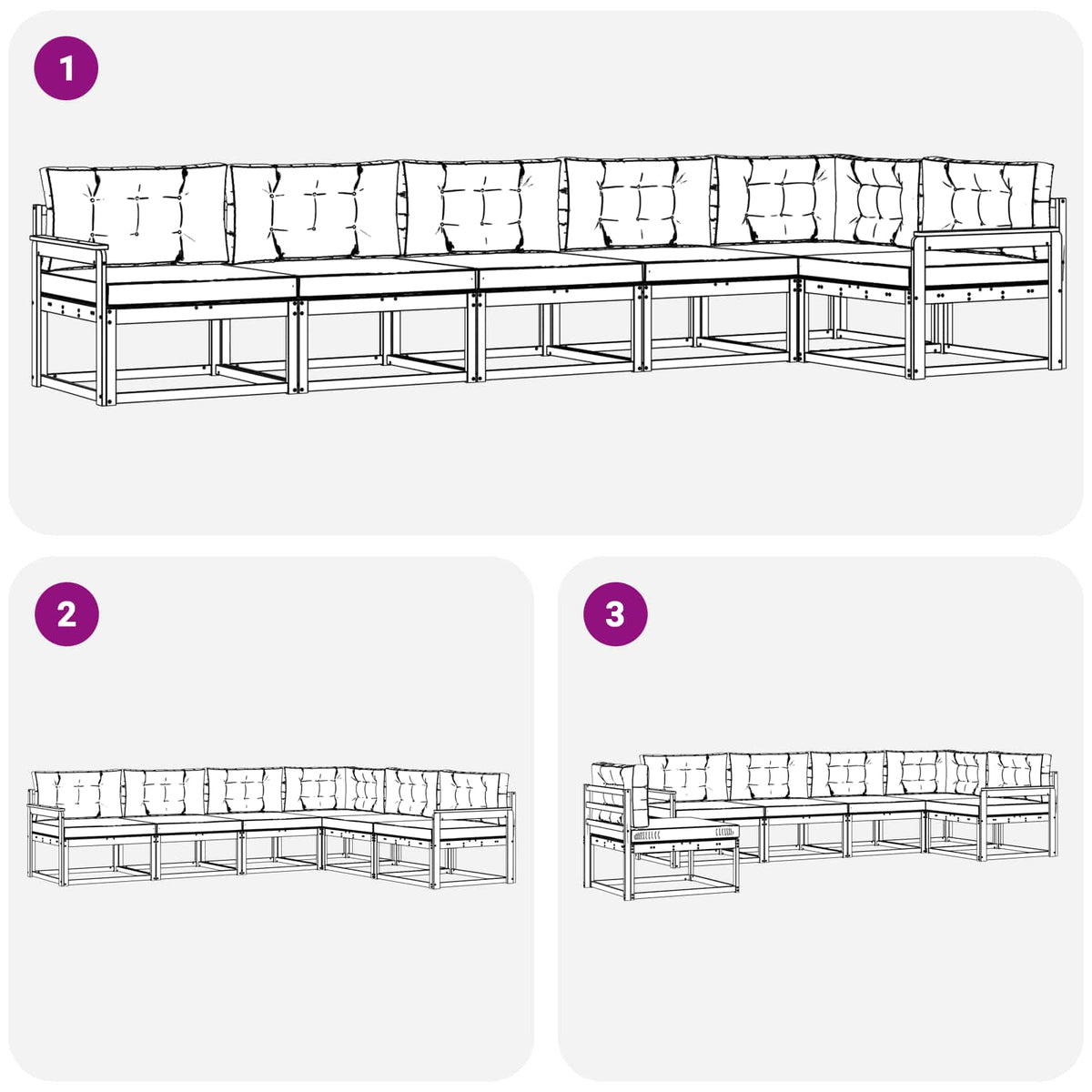 Set vanjskih sofa 6 kom. Prirodna i bež