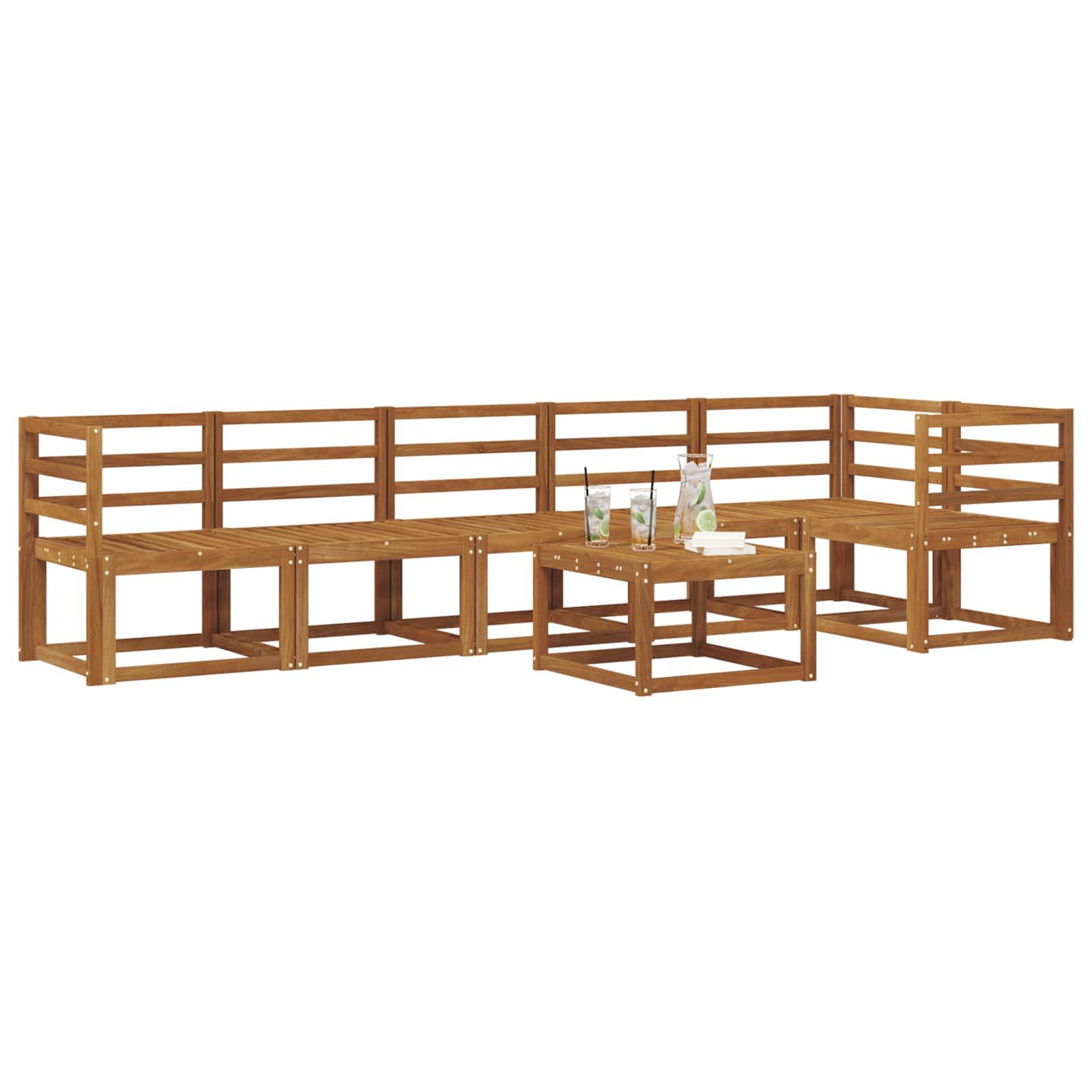 Set vanjskih sofa 7 pcs Prirodna Čvrsto drvo akacije