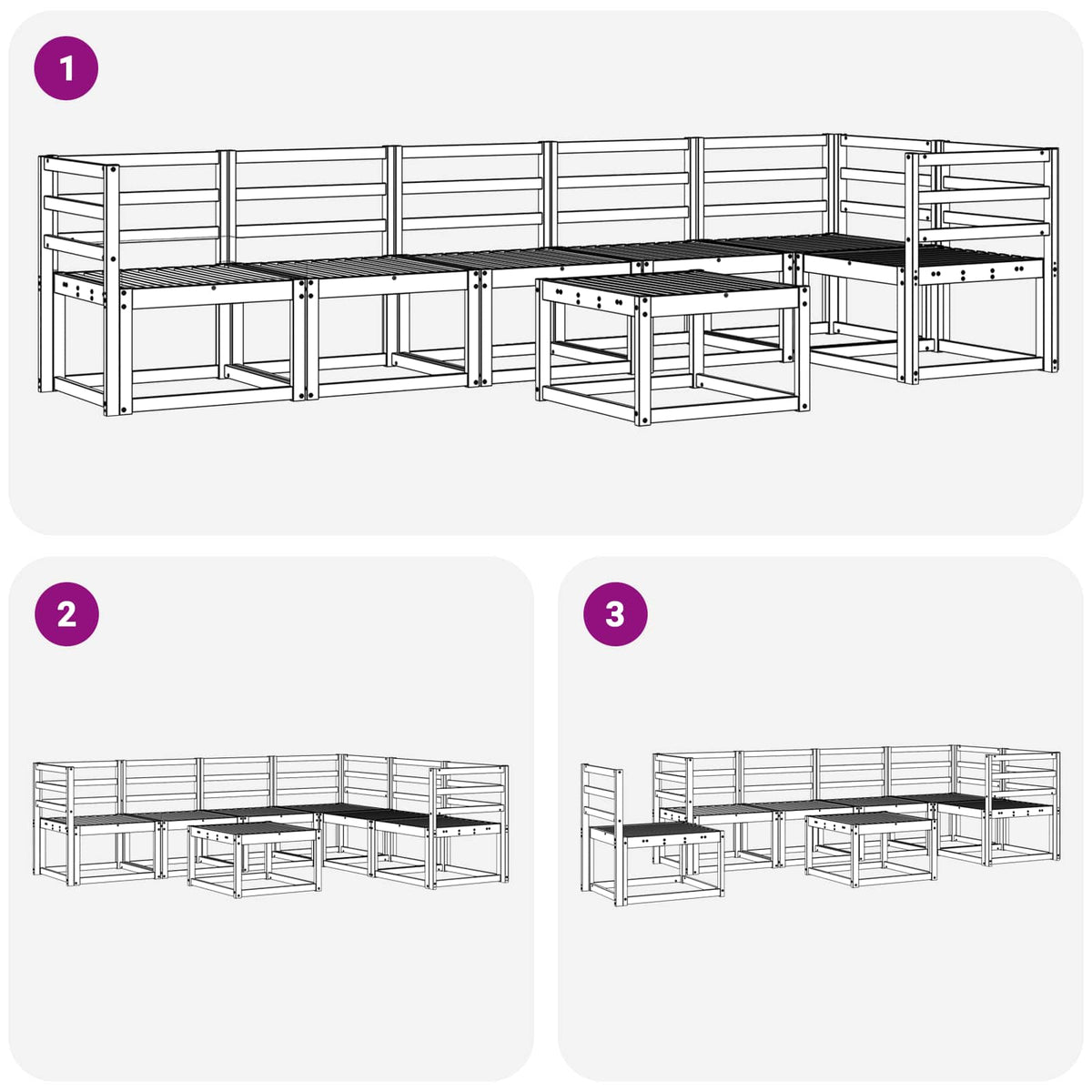 Set vanjskih sofa 7 pcs Prirodna Čvrsto drvo akacije