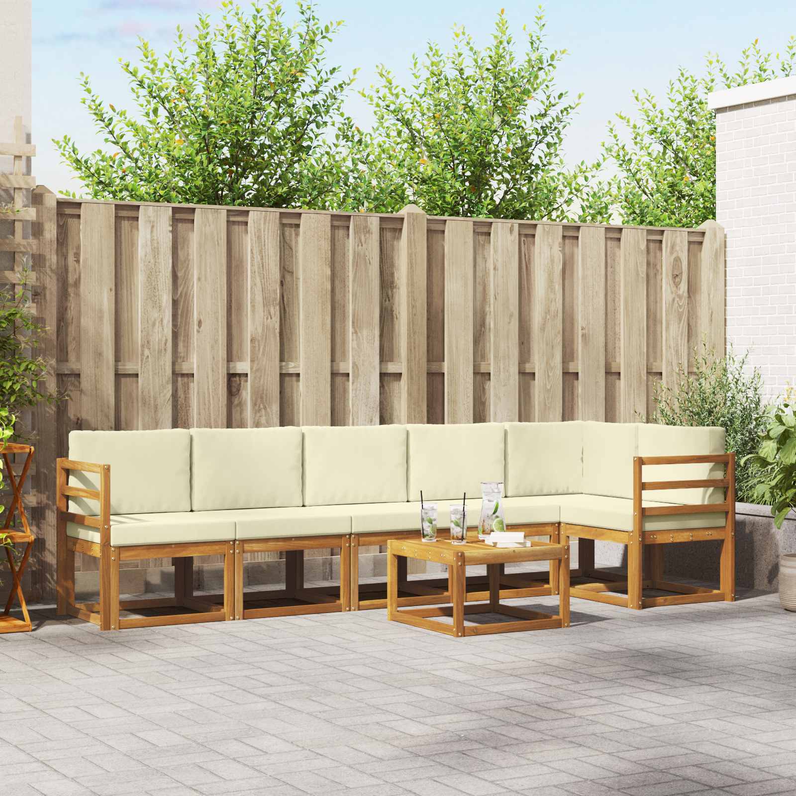 Set vanjskih sofa s jastukom 7 pcs Prirodna i krem