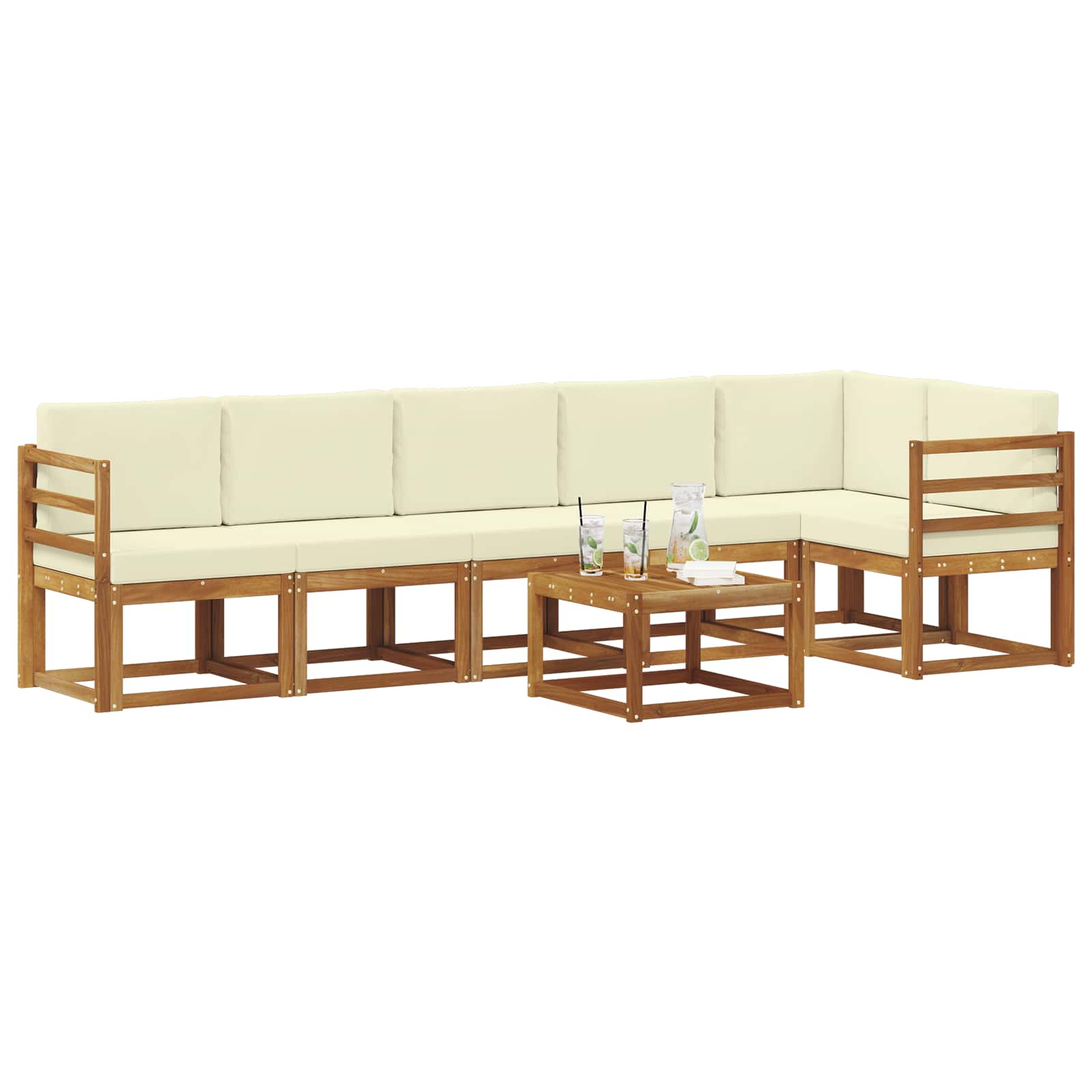 Set vanjskih sofa s jastukom 7 pcs Prirodna i krem
