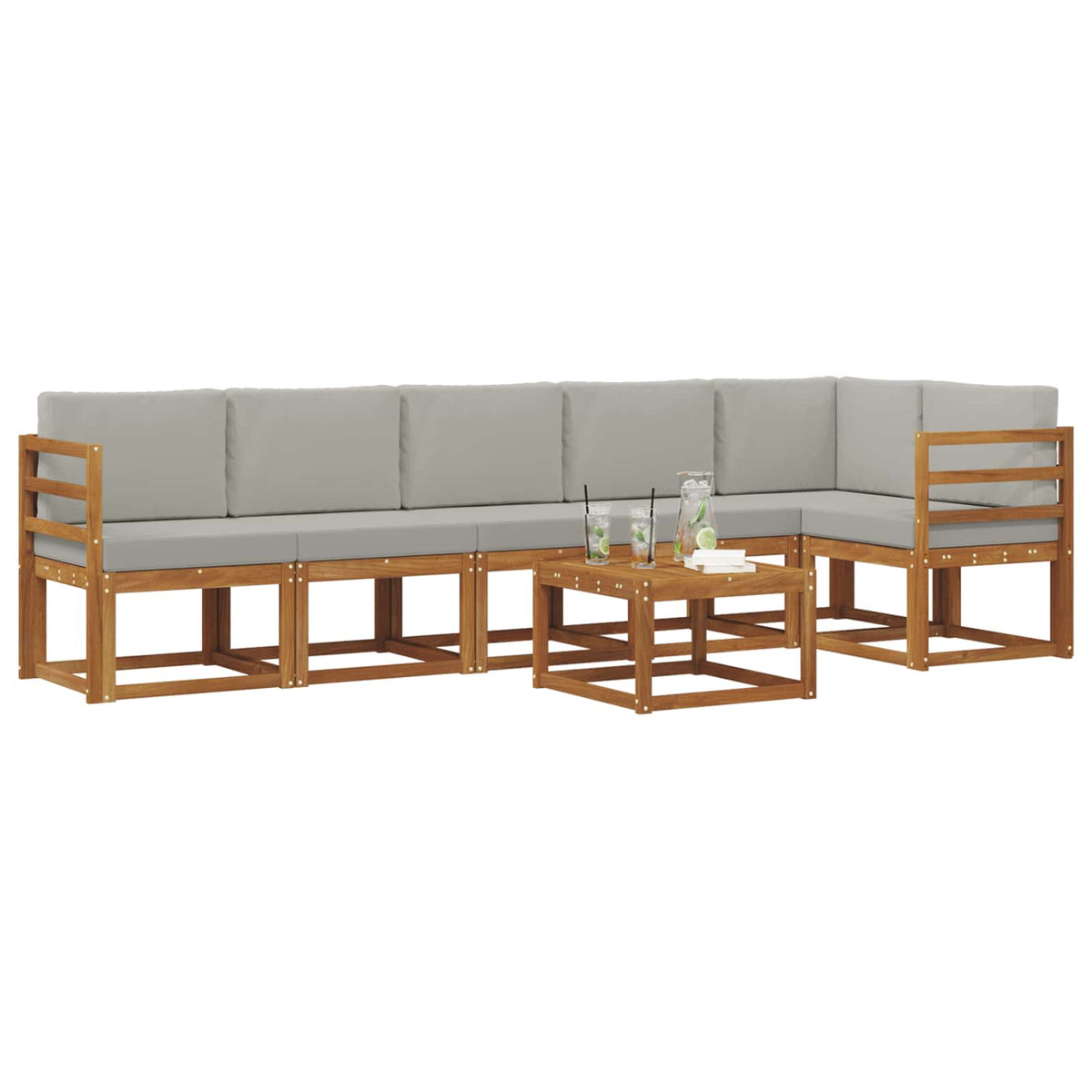 Set vanjskih sofa 7 kom. Prirodna i svijetlo siva