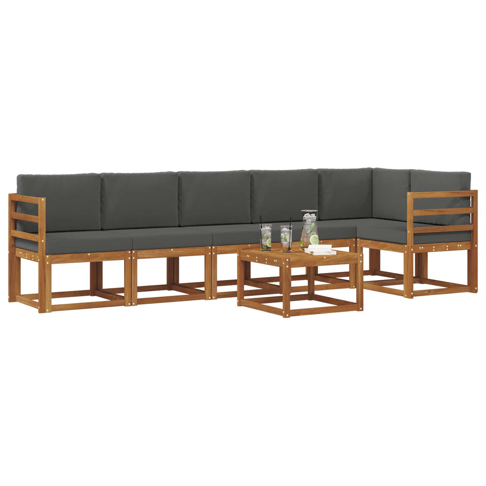 Set vanjskih sofa s jastukom 7 pcs Prirodna i antracit