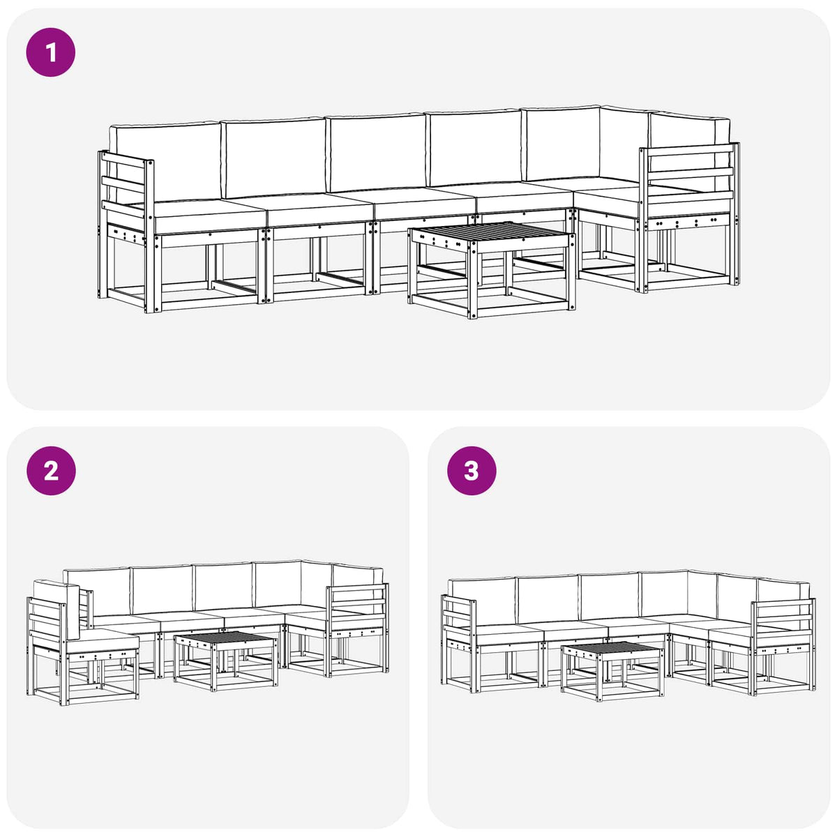 Set vanjskih sofa s jastukom 7 pcs Prirodna i antracit
