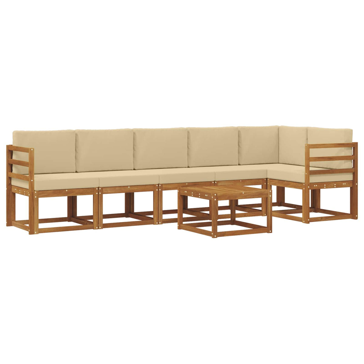 Set vanjskih sofa s jastukom 7 pcs Prirodna i bež