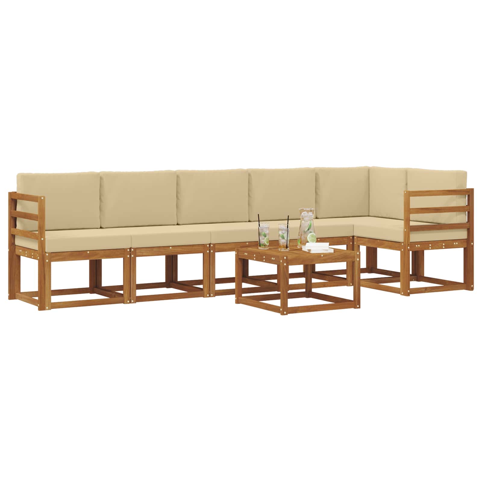 Set vanjskih sofa s jastukom 7 pcs Prirodna i bež