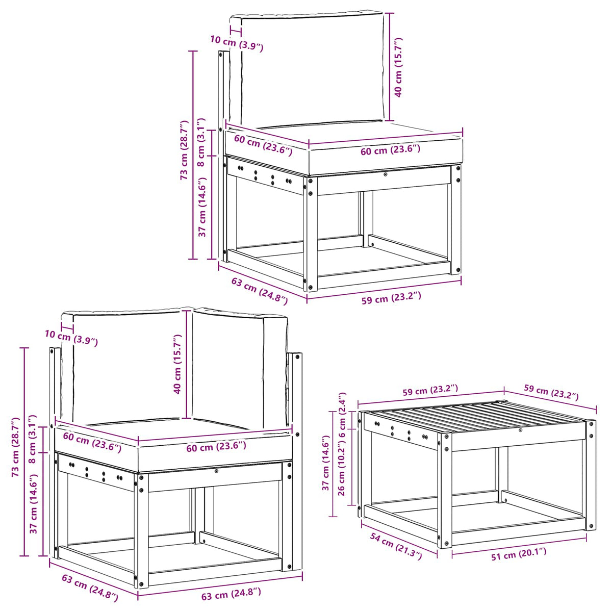 Set vanjskih sofa s jastukom 7 pcs Prirodna i bež
